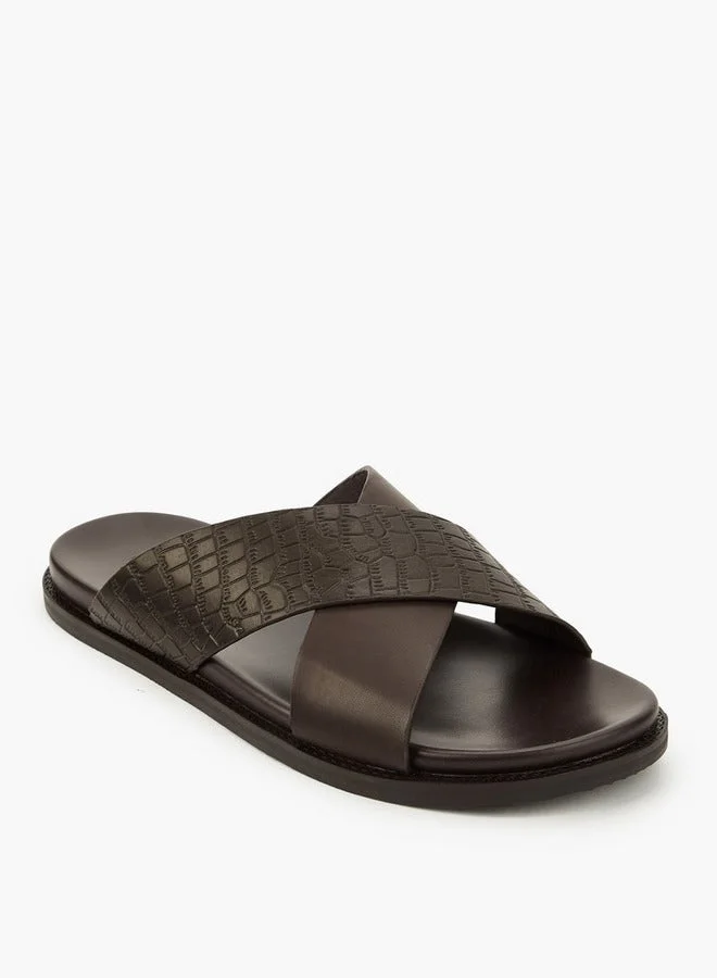 DUCHINI Men Slip-On Cross Strap Sandals